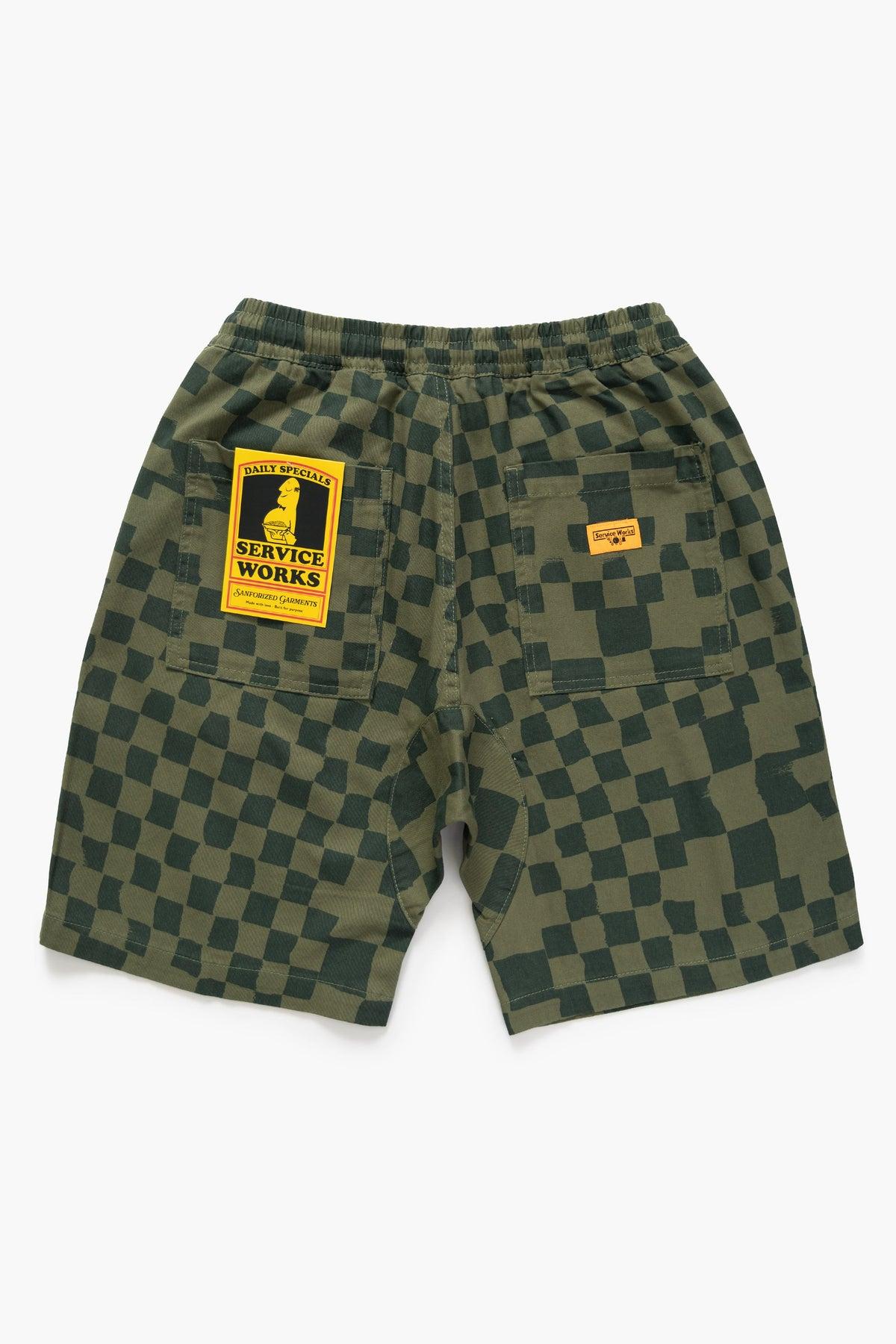 Service Works - Printed Chef Shorts - Olive Checker Product Image