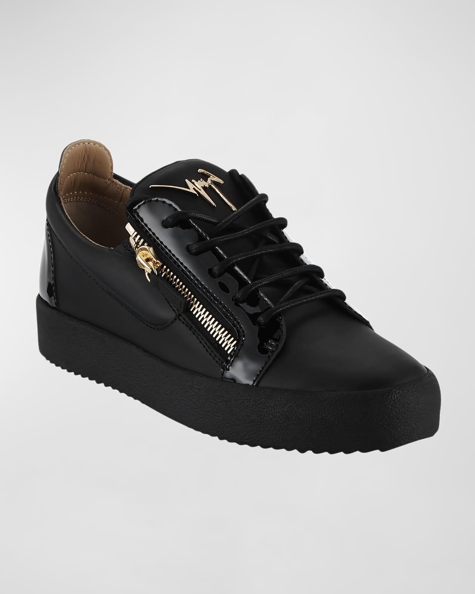 Men's London Double-Zip Leather Low-Top Sneakers Product Image