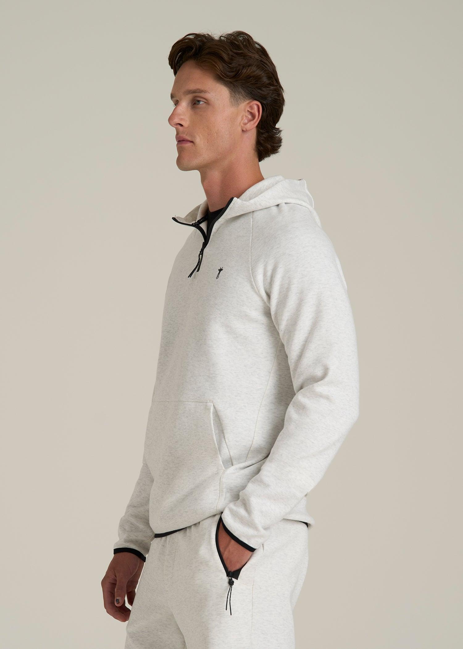 Tech Motion Fleece Hooded Popover for Tall Men in Heather Frost Male Product Image