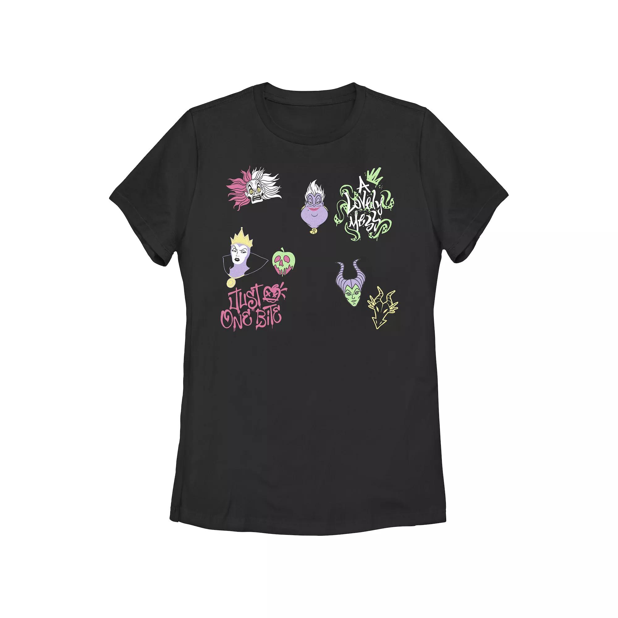 Disney Villains Character Icons Juniors' Graphic Tee, Girl's, Size: Large, Black Product Image