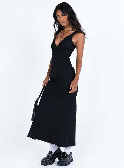 Nellie Maxi Dress Black Linen Product Image