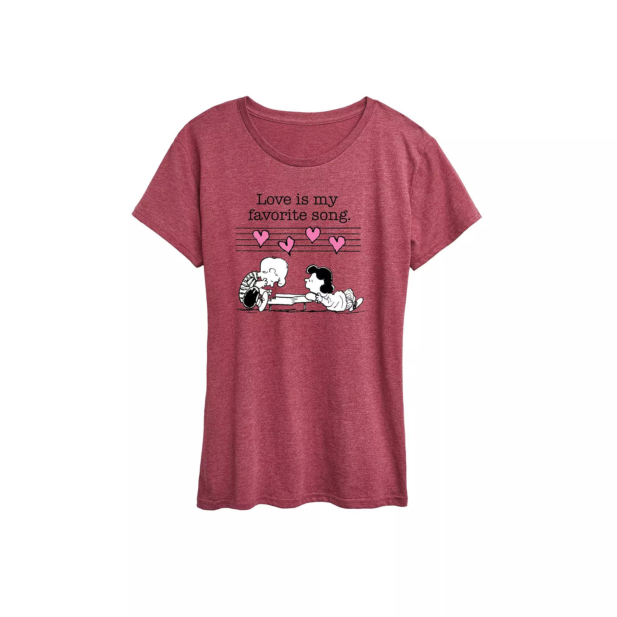 Women's Peanuts Valentine's Piano Graphic Tee,  Product Image