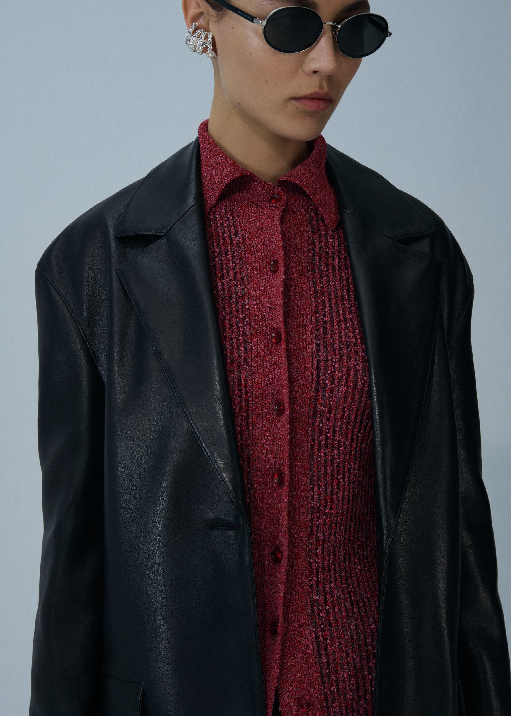 Marled collared knitwear top in bordeaux Product Image