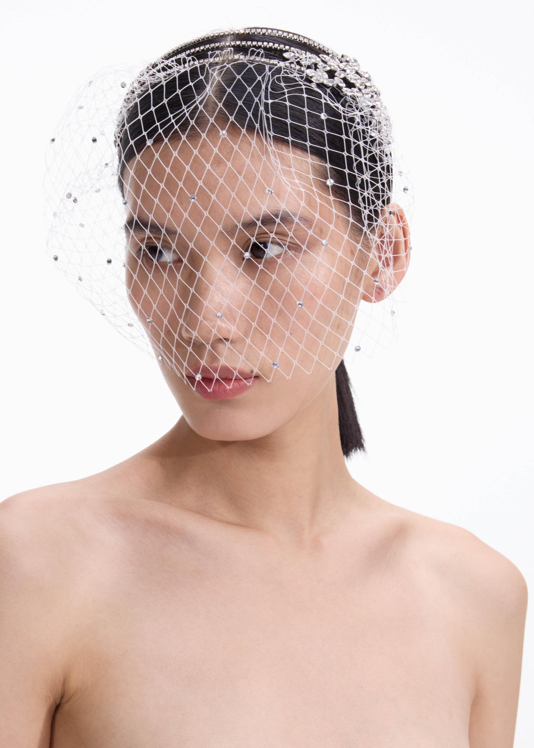 Crystal Embellished Veil Headband Product Image