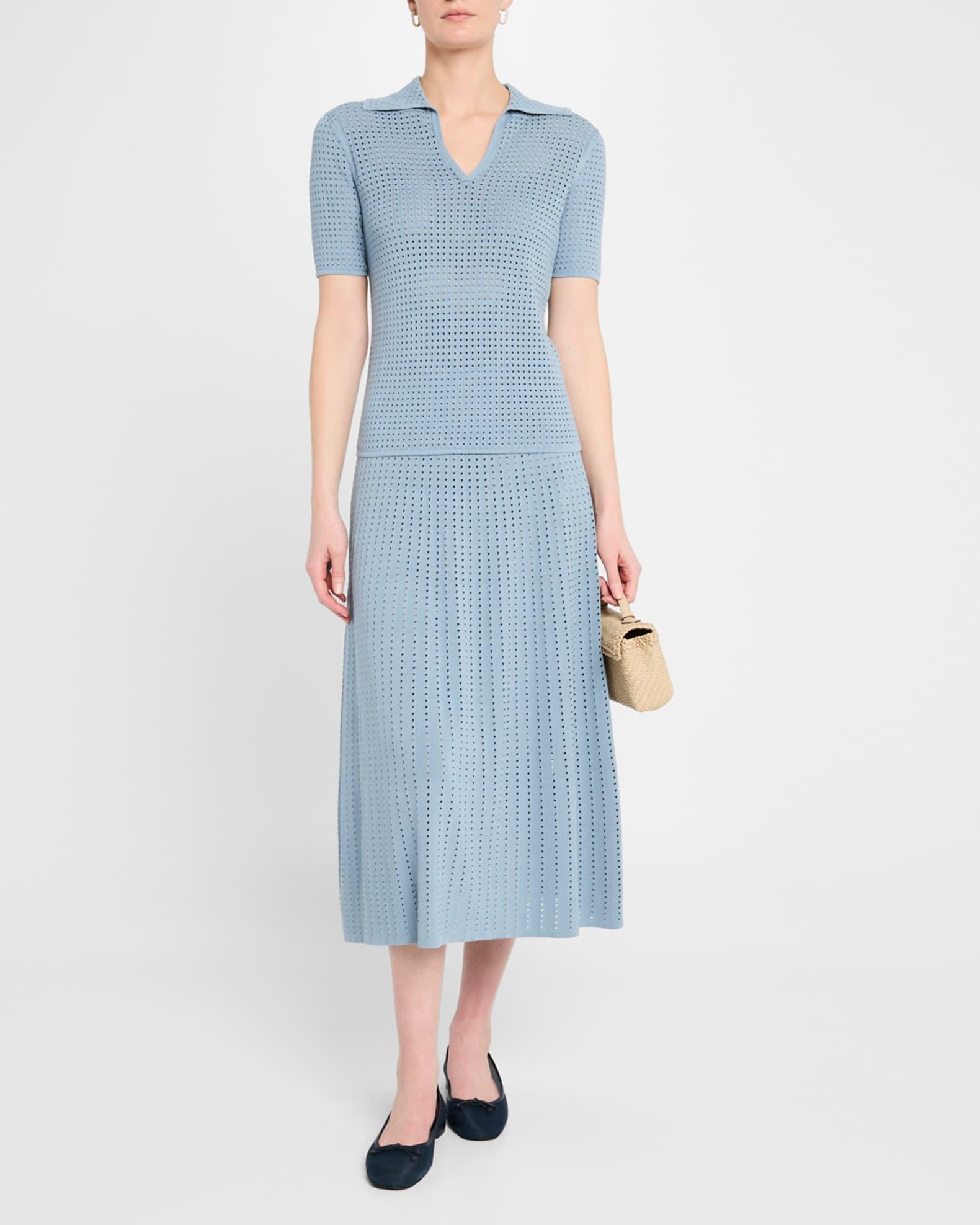 Pointelle Matte Crepe Polo Product Image