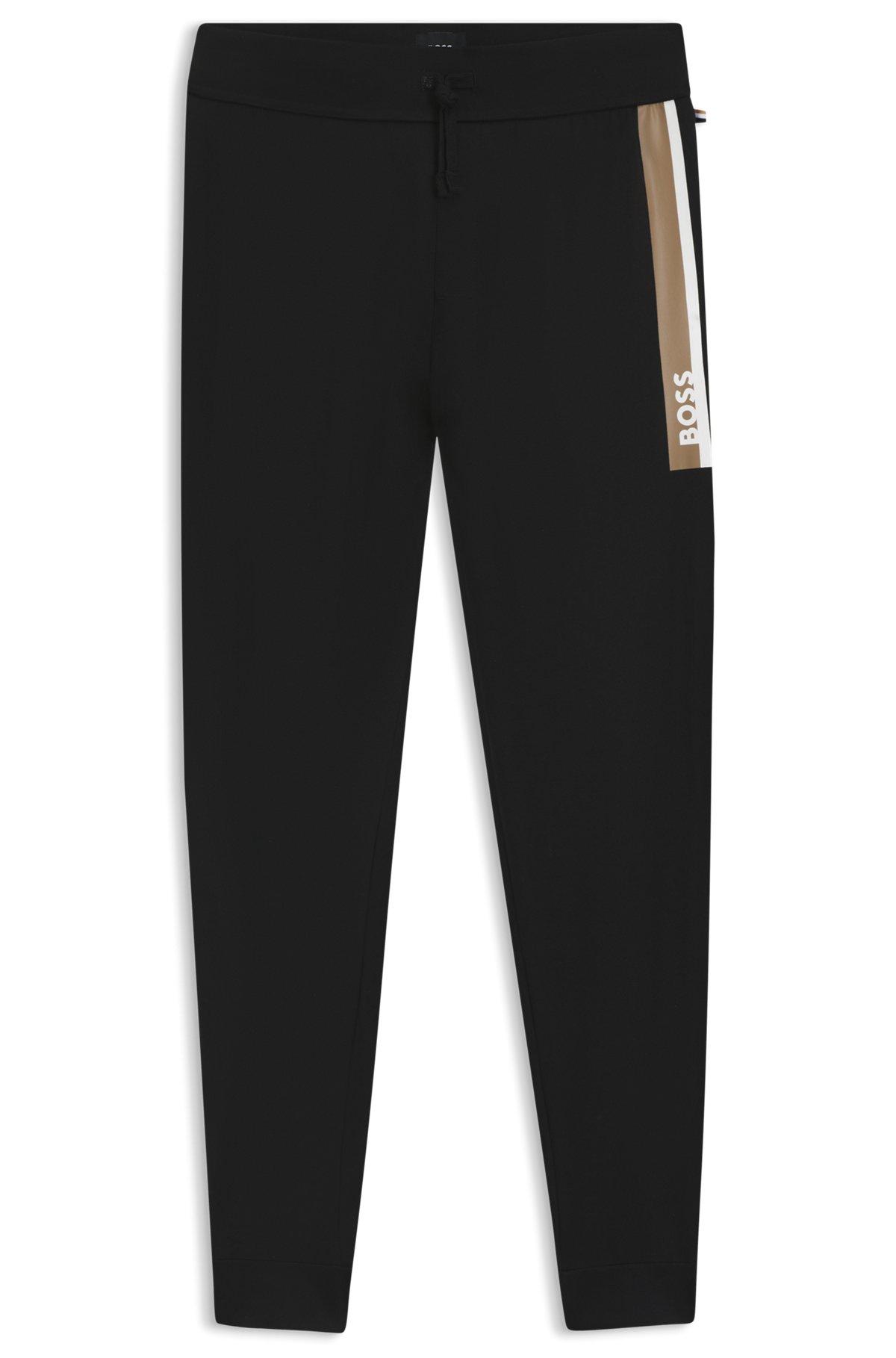Cotton-terry tracksuit bottoms with stripe print Product Image