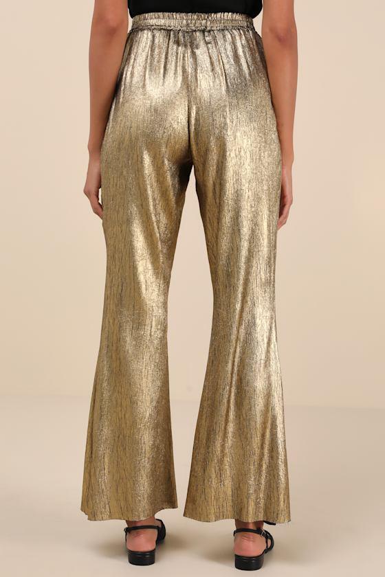Party Personality Gold Textured Flare Pants Product Image