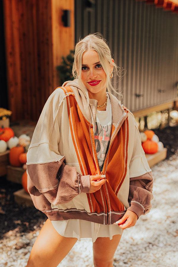 Fall Hike Color Block Sweater in Brown Product Image