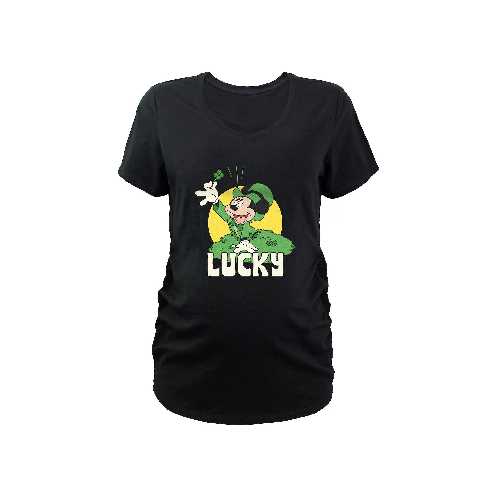 Disney's Mickey Mouse Lucky Shamrock Maternity Graphic Tee, Women's,  Product Image