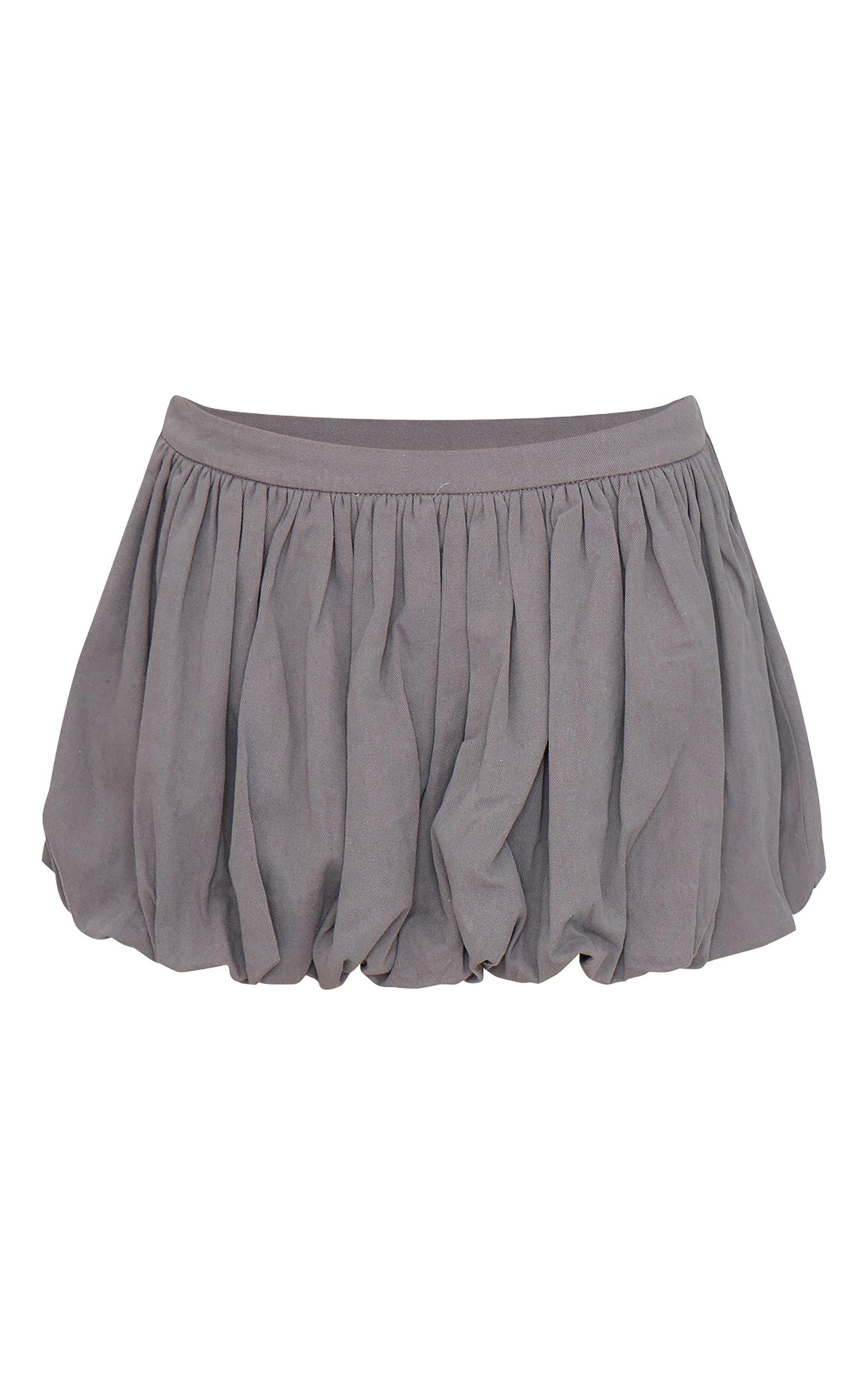 Charcoal Twill Puffball Mini Skirt Product Image
