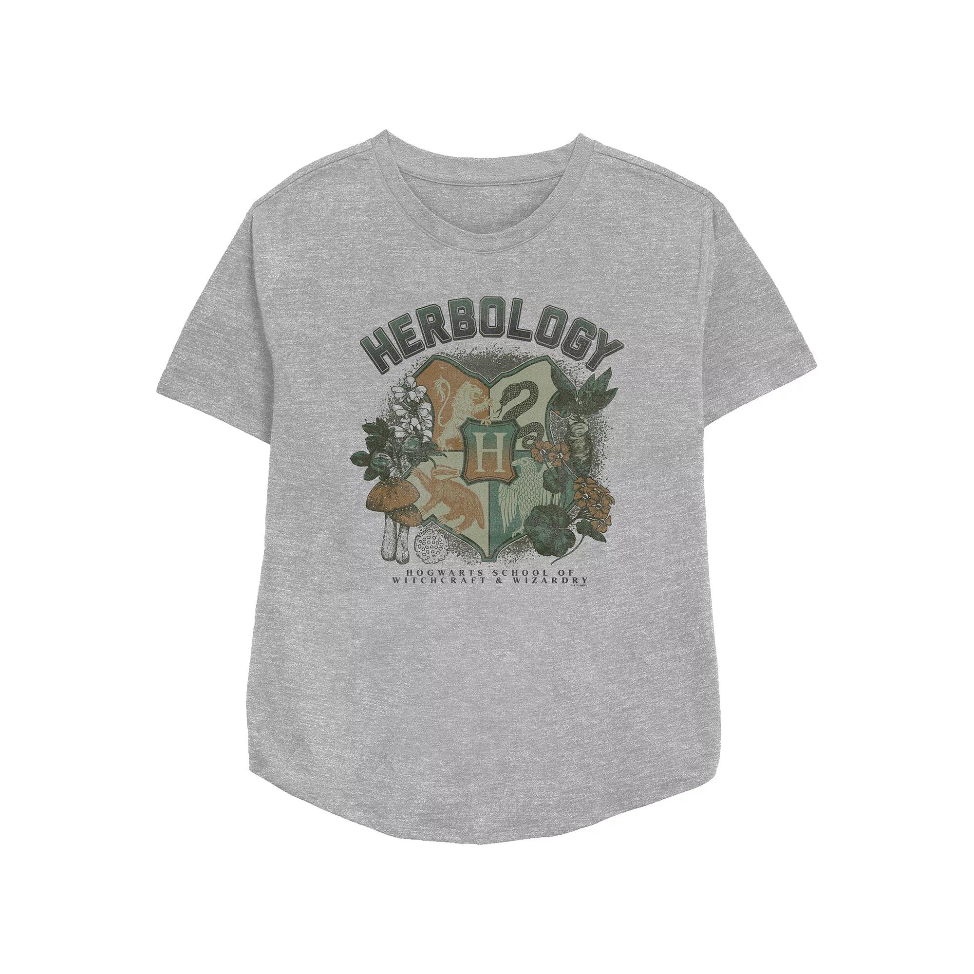 Women's Harry Potter Hogwarts Herbology Crest Relaxed Fit Graphic Tee, Girl's, Size: Large, Athletic Grey Product Image