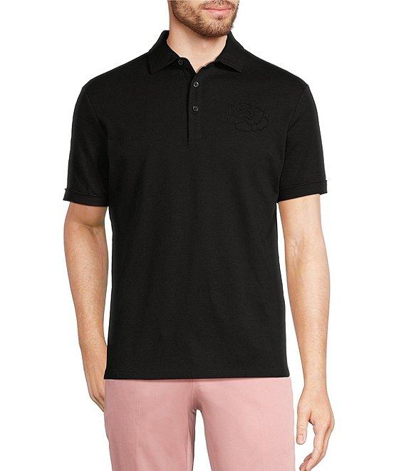 Murano From The Garden Collection Debossed Floral Print Short Sleeve Polo Shirt Product Image