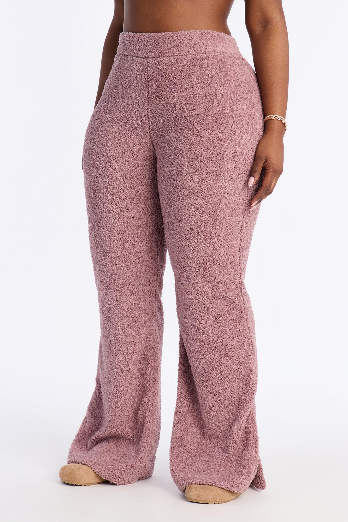 Lana Sherpa Flare Lounge Pant - Mauve Female Product Image