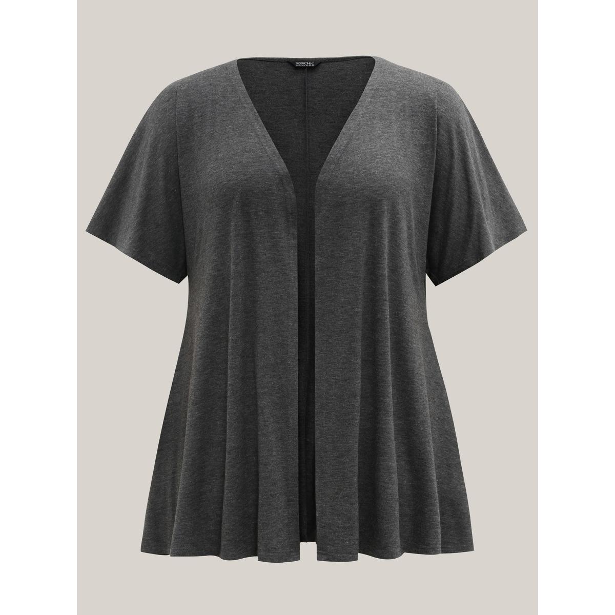 Plus Size Flared Sleeve Open-Front Kimono Cardigan Women DimGray Leisure Non Casual Kimonos BloomChic 18-20/2X Product Image