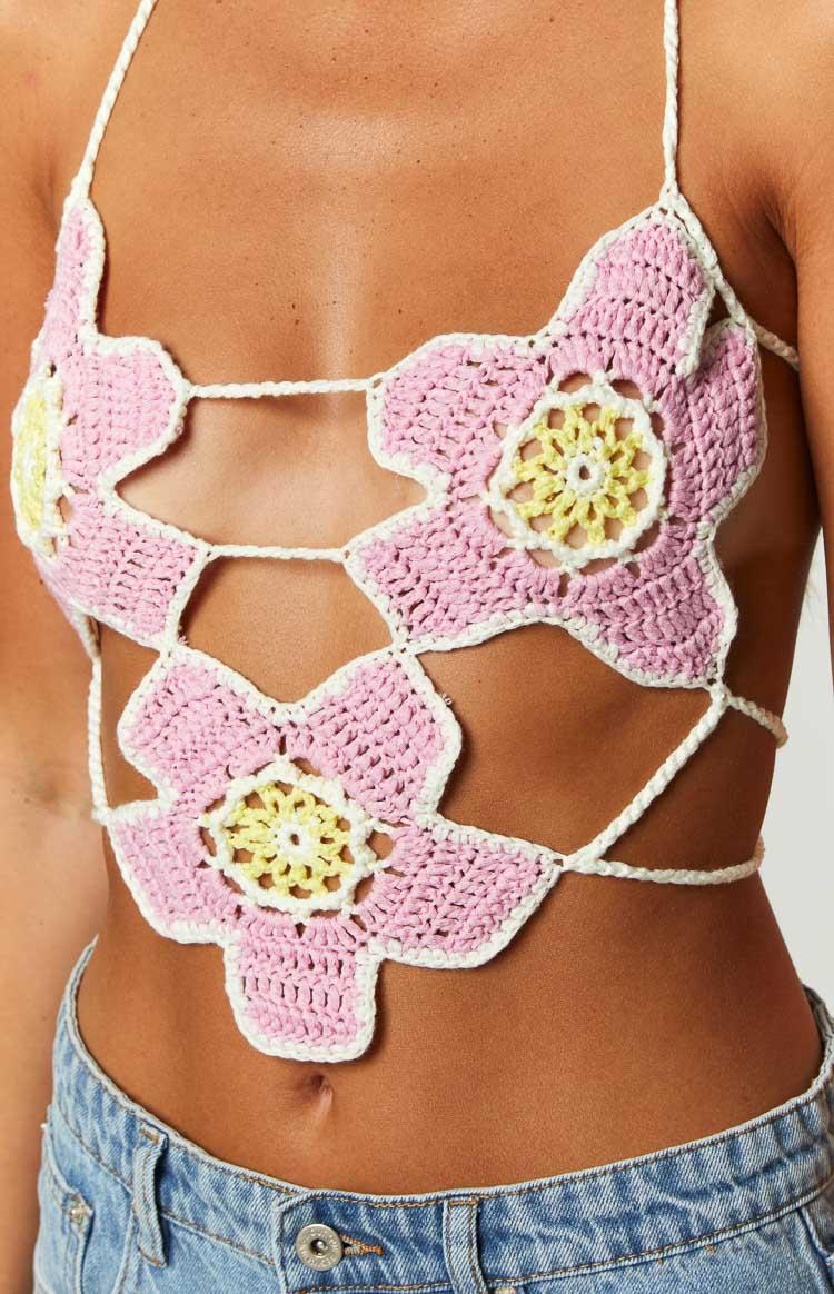 Starboy Pink Halter Crochet Top Baby Product Image