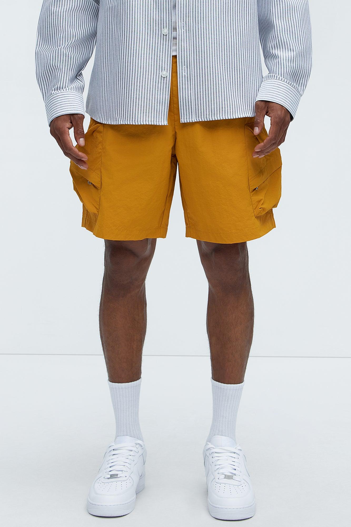 Take A Hike Cargo Shorts - Yellow Product Image