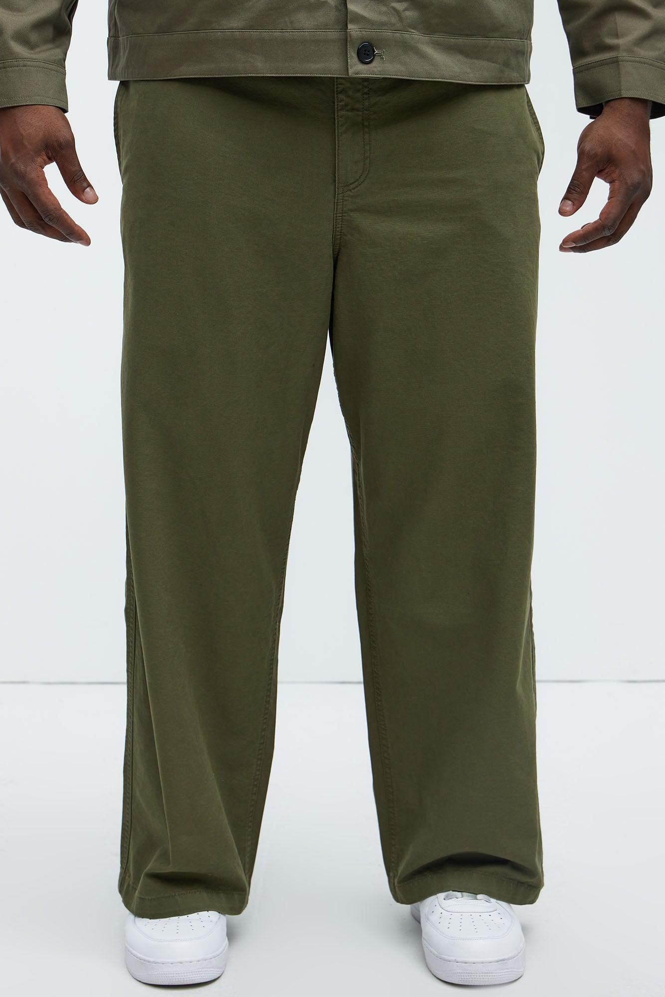 Barkley Belted Baggy Pants - Olive Product Image