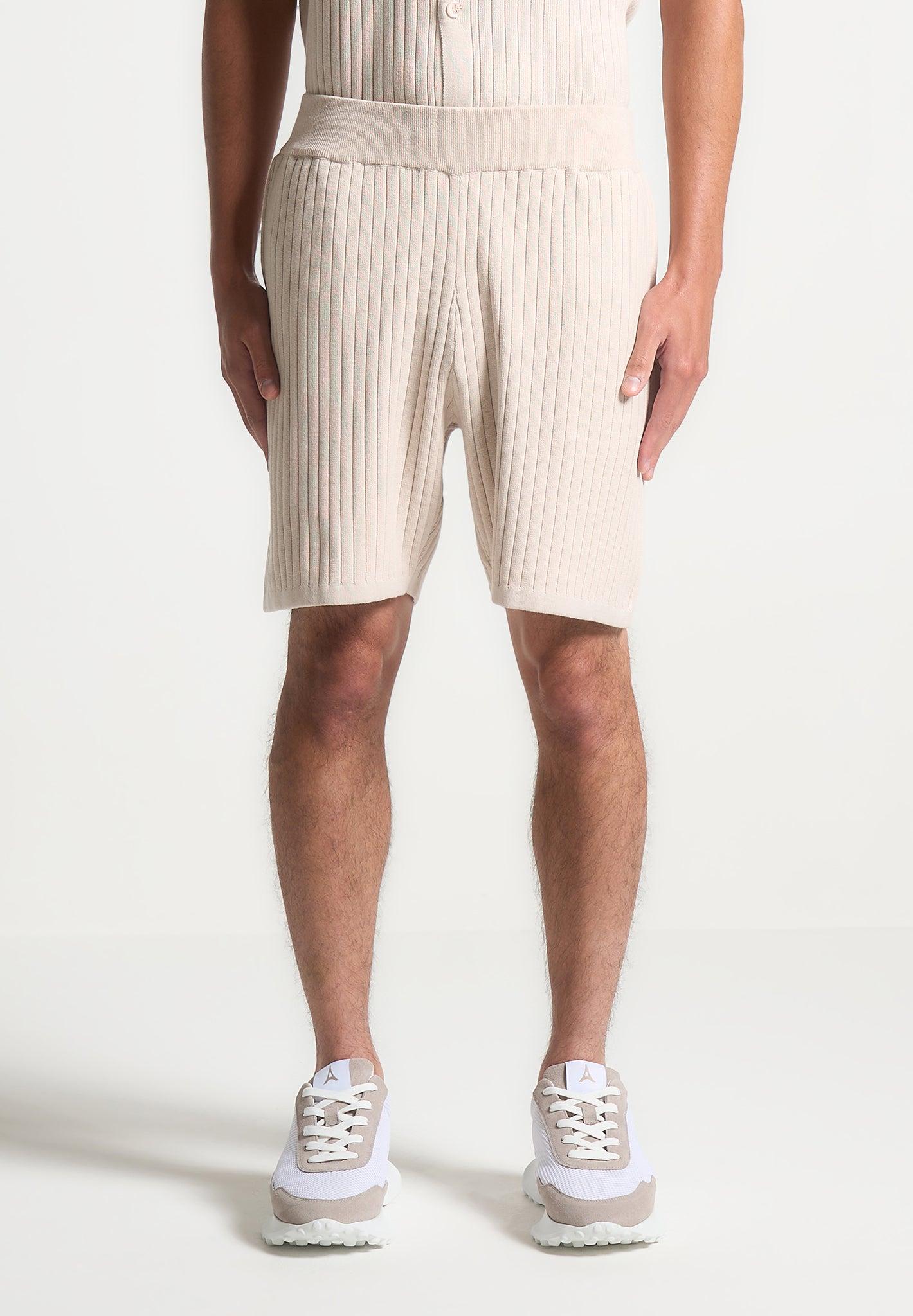 Ribbed Knit Shorts - Cream Male Product Image