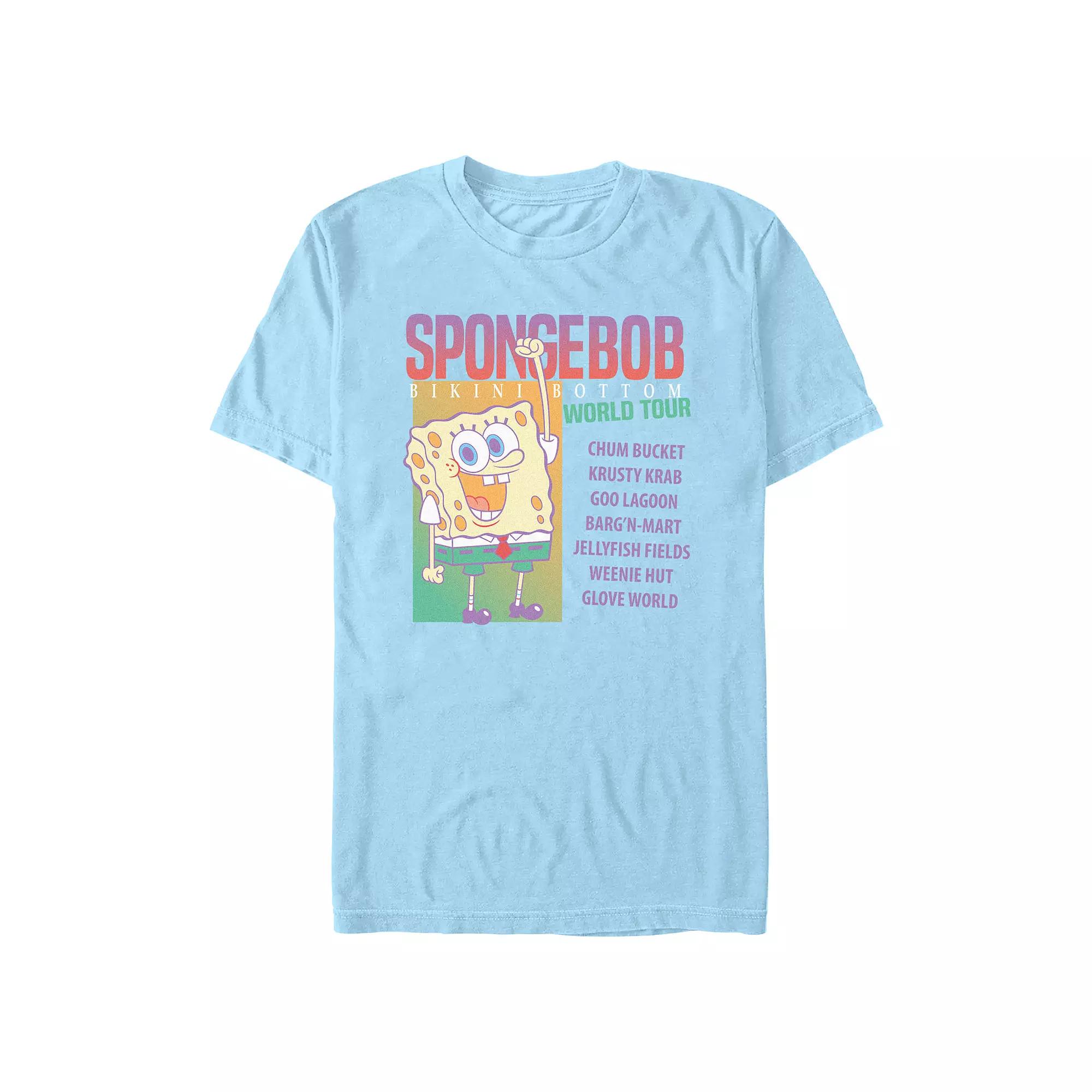 Men's SpongeBob SquarePants Bikini Bottom World Tour Graphic Tee, Size: Medium, Light Blue Product Image