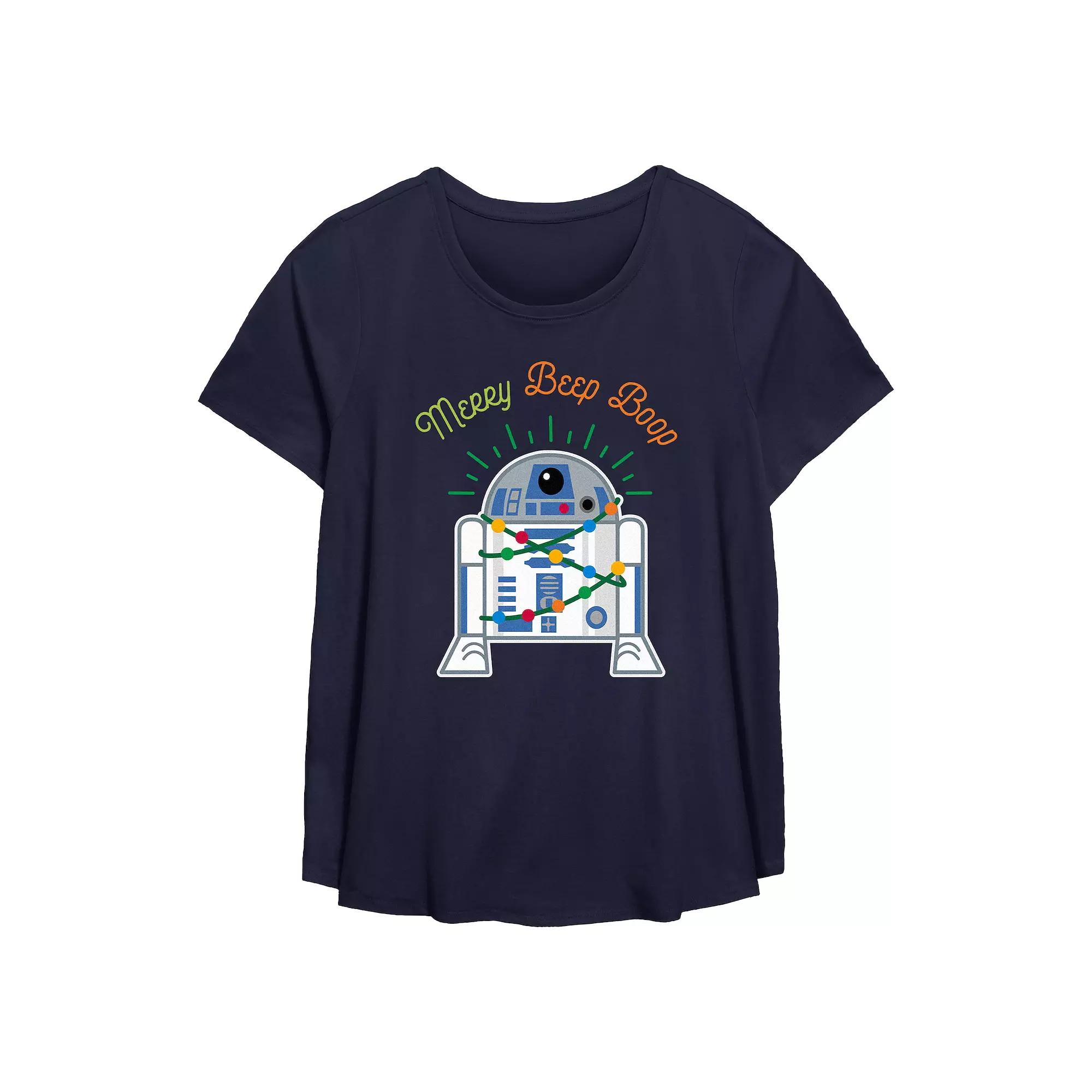 Plus Size Star Wars R2-D2 Merry Beep Boop Flowy Graphic Tee, Women's, Size: 2XL, Blue Product Image
