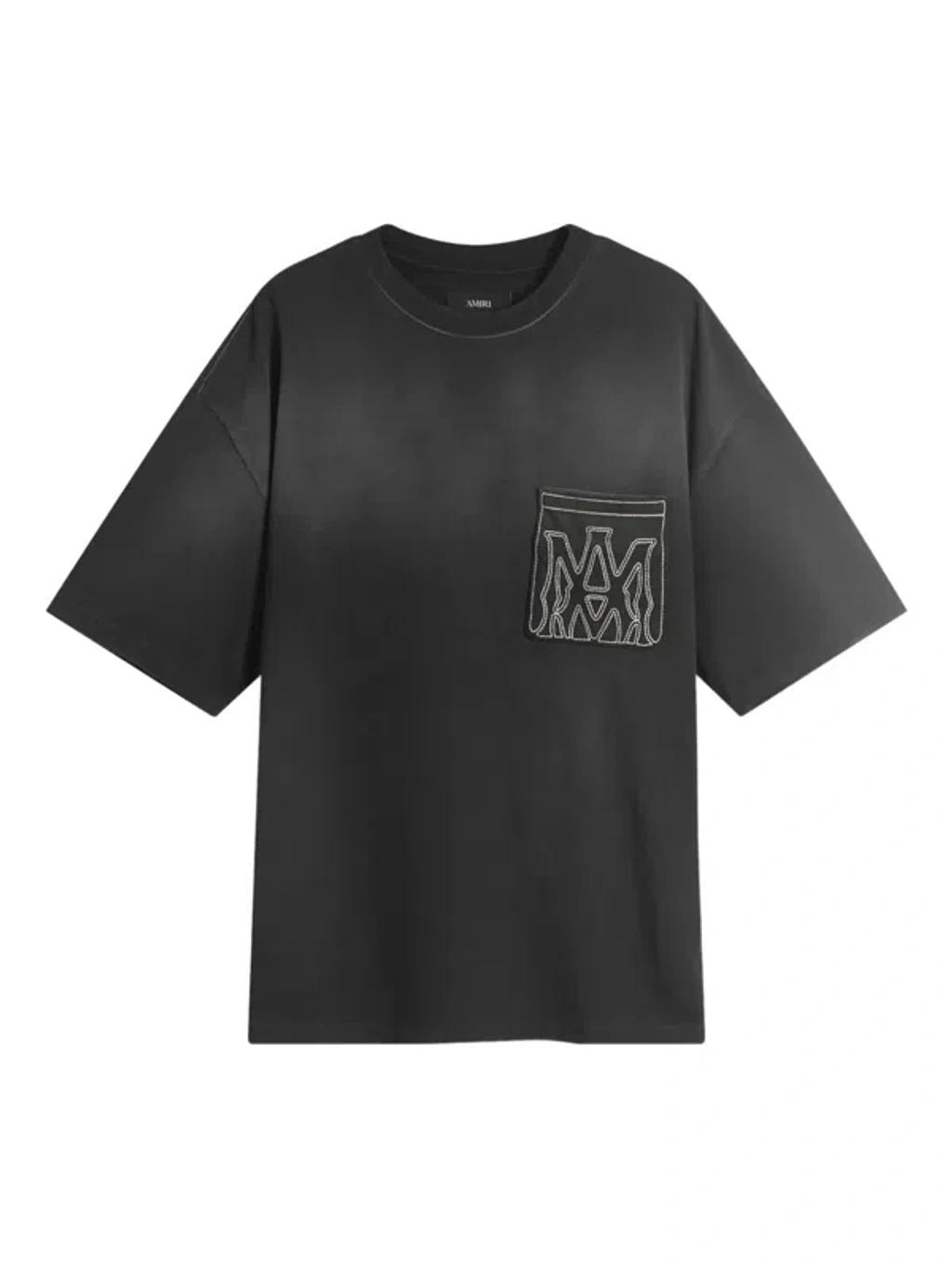 AMIRI Mens Black Oversized Patch-pocket Cotton T-shirt Product Image