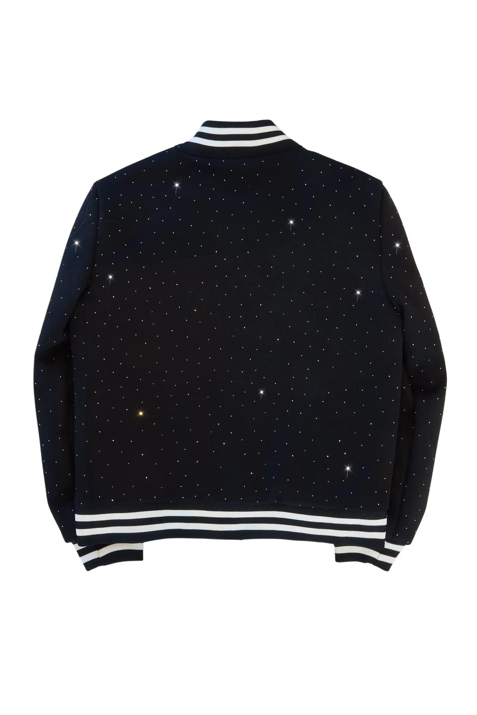 Nakiah Black Rhinestone Varsity Jacket Female Product Image