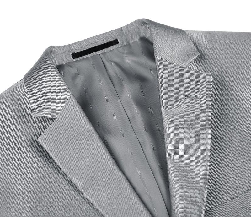 Gray Slim Fit Sharkskin Italian Styled 2 Piece Suit Product Image