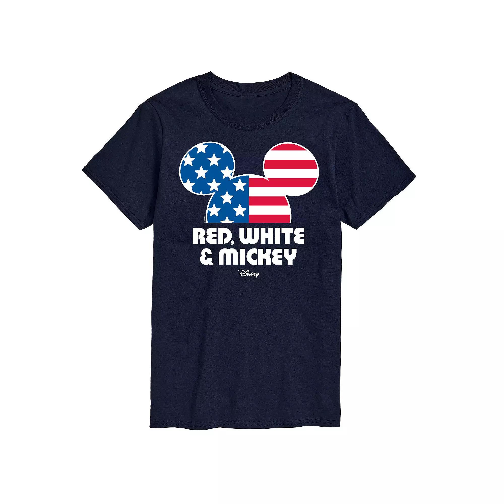 Disney's Men's Red White And Mickey Graphic Tee,  Product Image