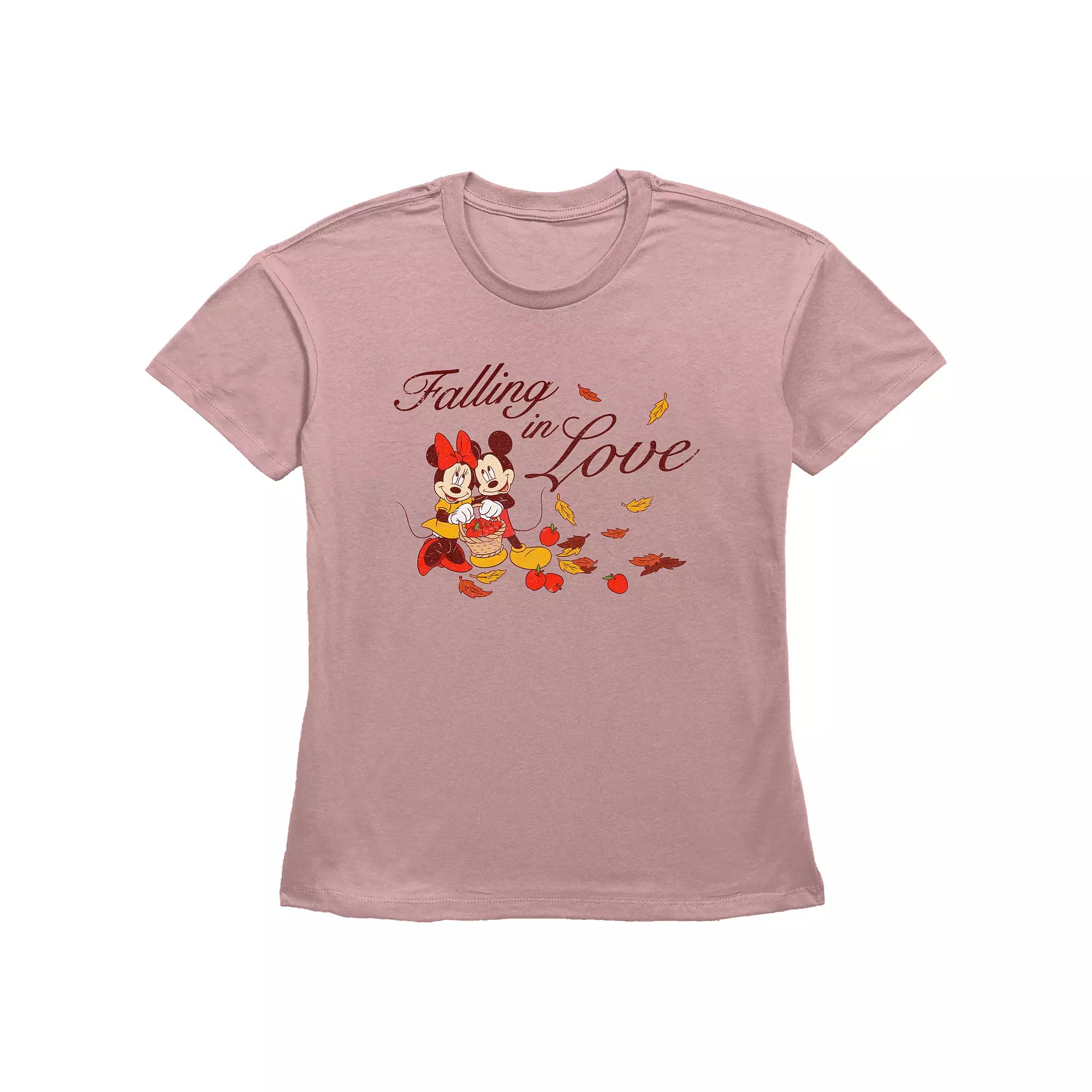 Disney's Mickey Mouse And Minnie Mouse Falling In Love Women's Graphic Tee, Size: Large, Desert Pink Product Image