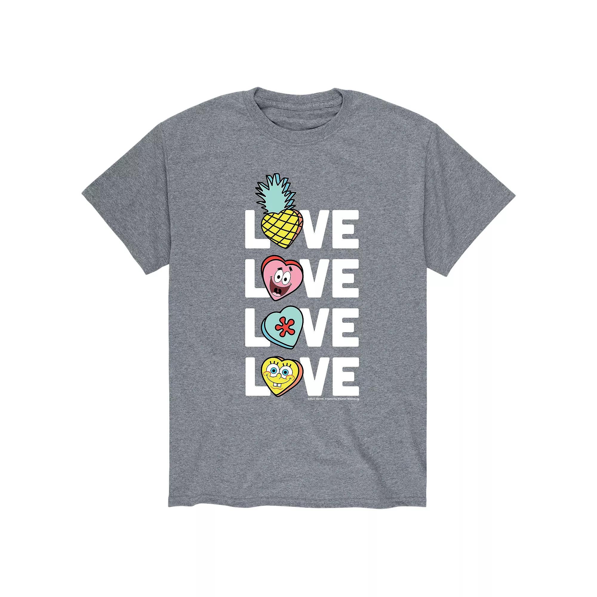 Men's SpongeBob Stacked Love With Hearts Tee,  Product Image
