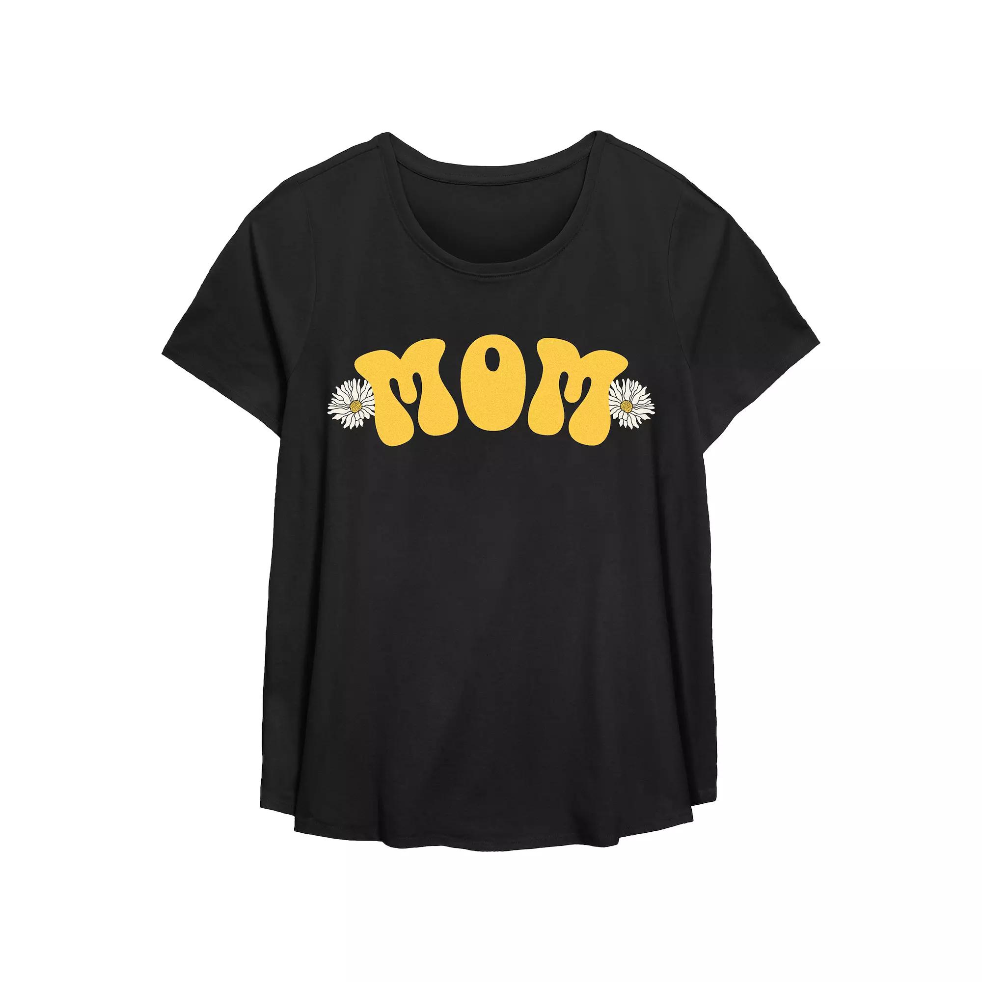 Plus Size Mom Scoop Hem Flow Graphic Tee, Women's, Size: 4XL, Black Product Image