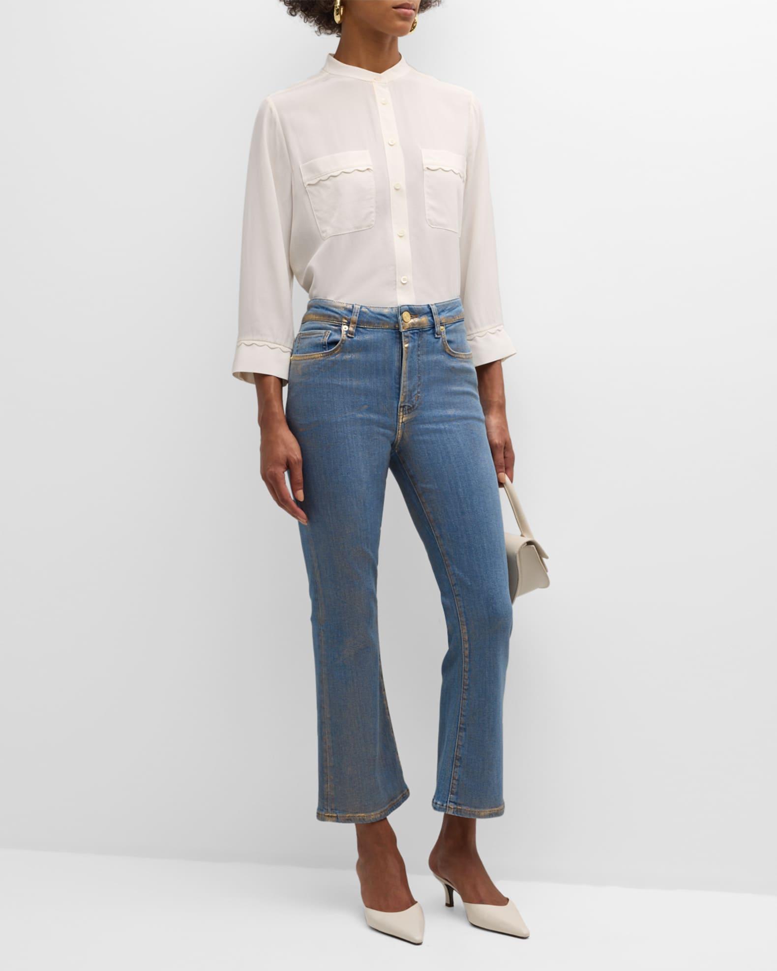 Scallop-Trim Silk Shirt Product Image