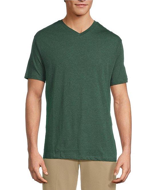 Roundtree & Yorke Big & Tall Solid Cloud Short Sleeve V-Neck T-Shirt Product Image