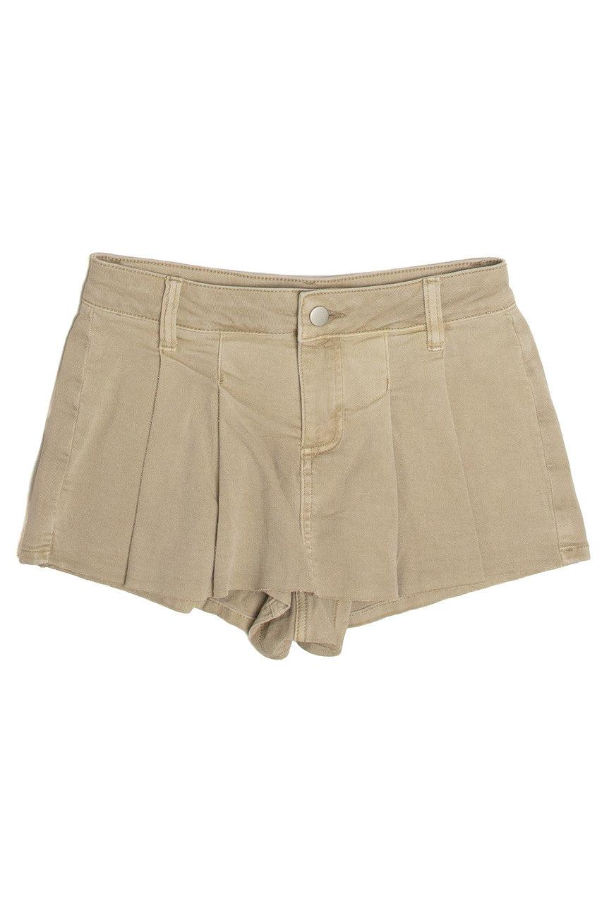 Khaki Pleated Mini Skort Product Image
