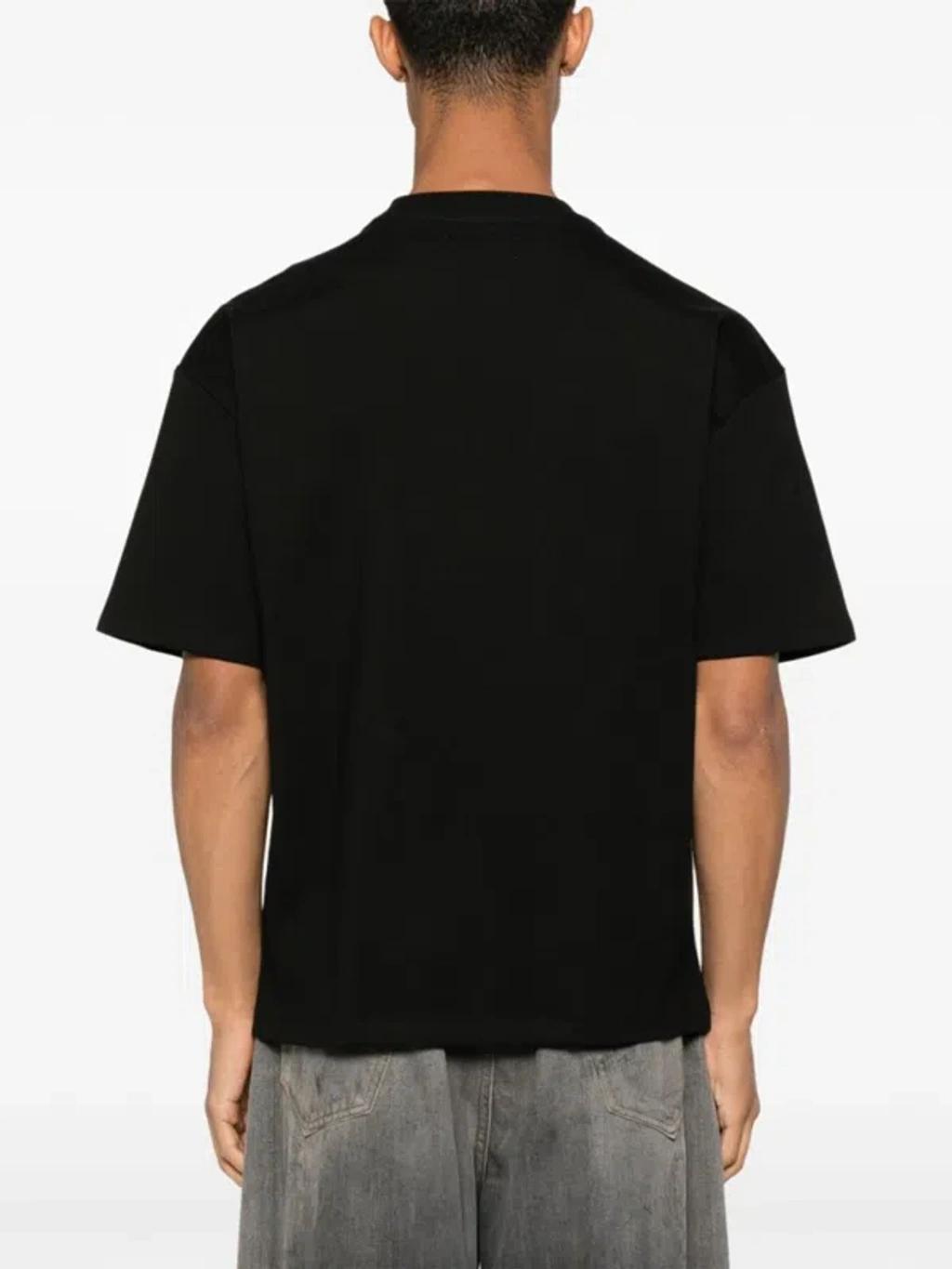 AMIRI Black Crewneck T-shirt With Logo Embroidery On The Front In Cotton Man Product Image
