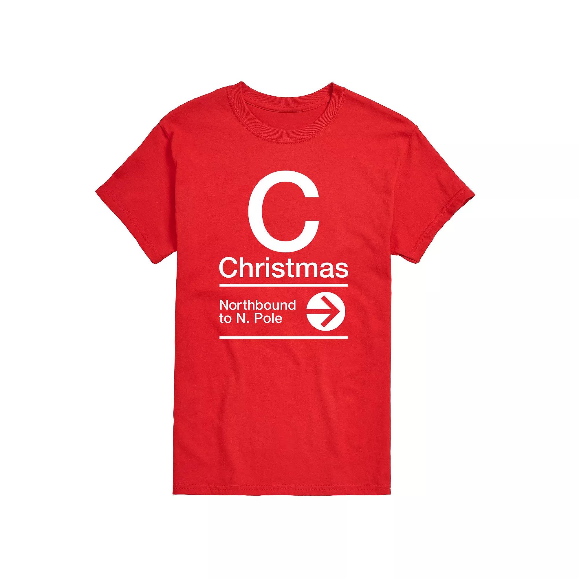 Big & Tall Christmas Northbound Sign Tee, Men's,  Product Image