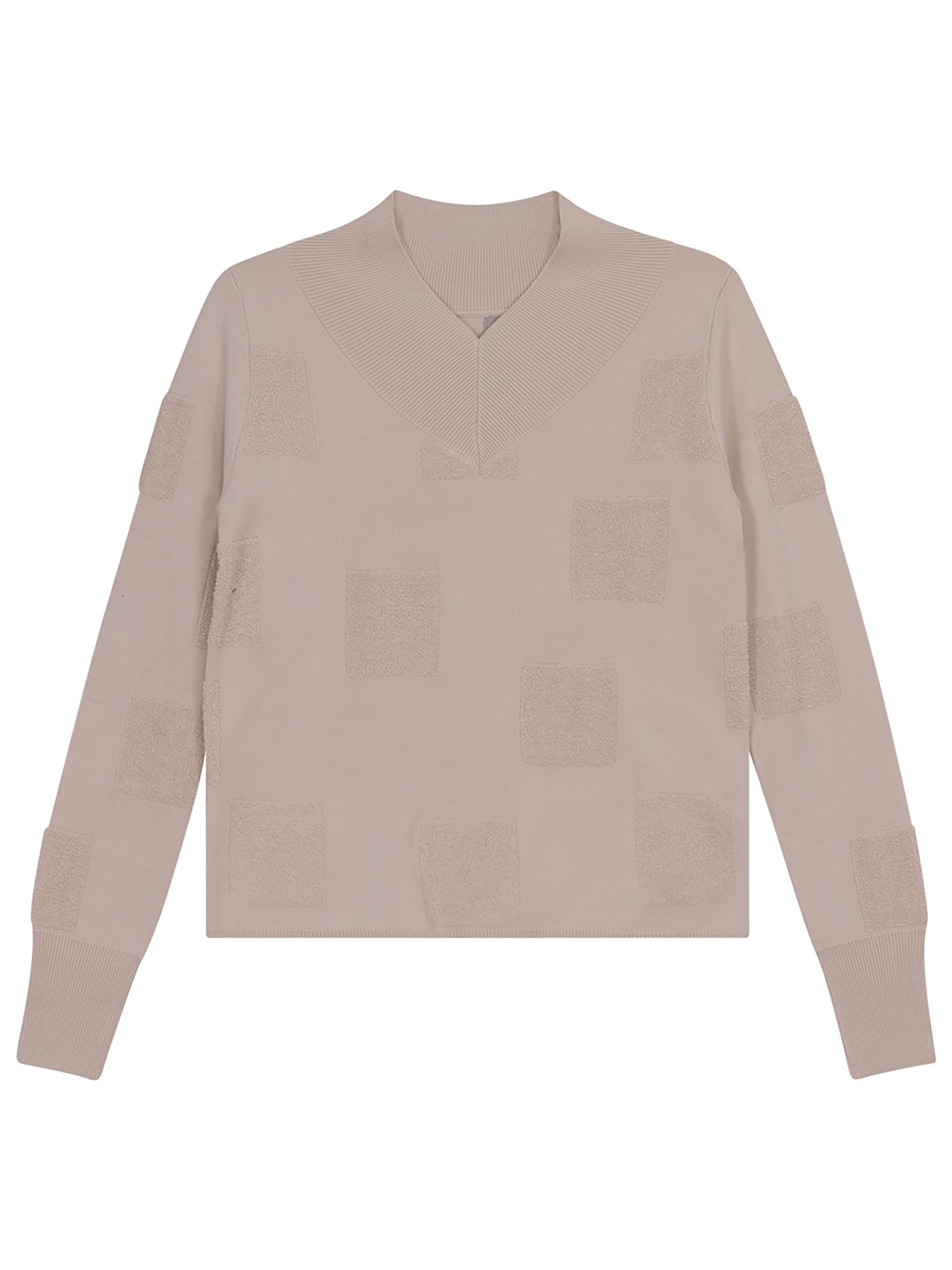 Ginger Square Jacquard Knit V-Neck Top Product Image