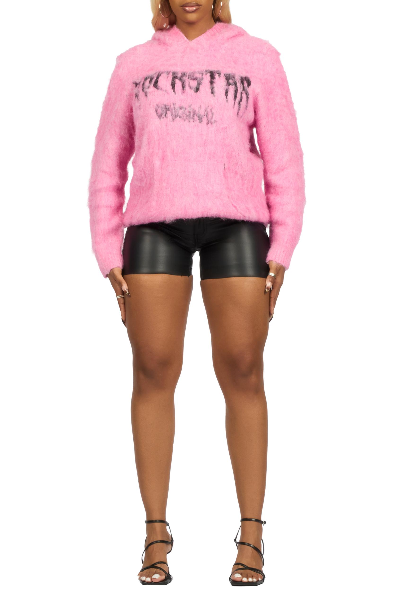 Andreas Pink Graphic Knit Hoodie Female Product Image