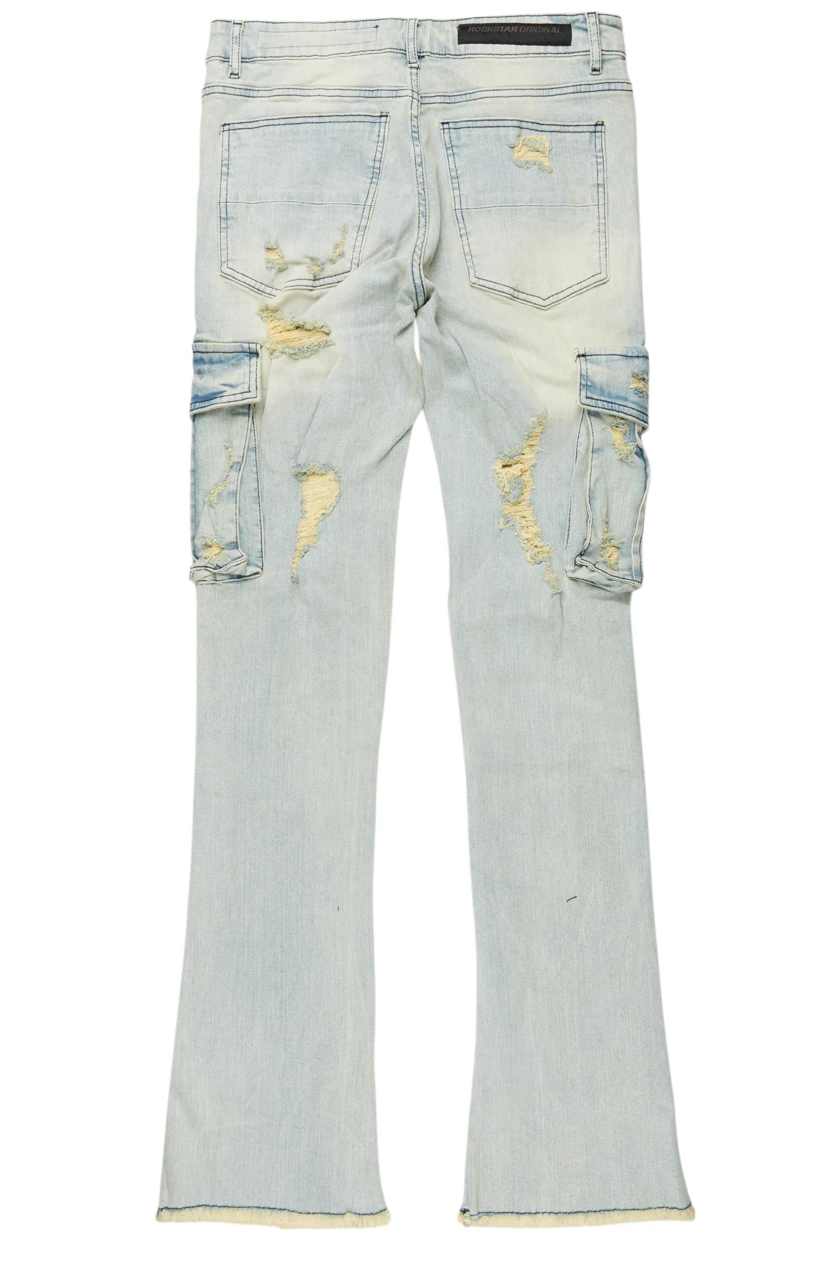 Boys Adalee Blue Stacked Flare Jean Boys Product Image