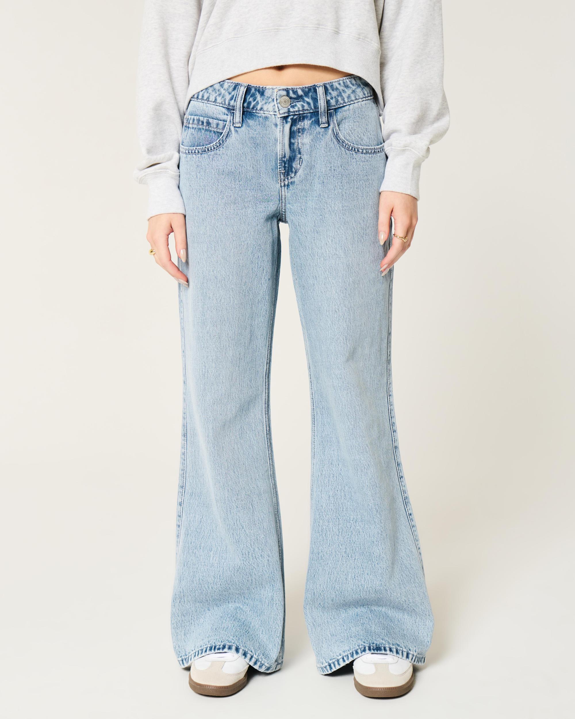 Low-Rise Light Wash Baggy Flare Jeans Product Image