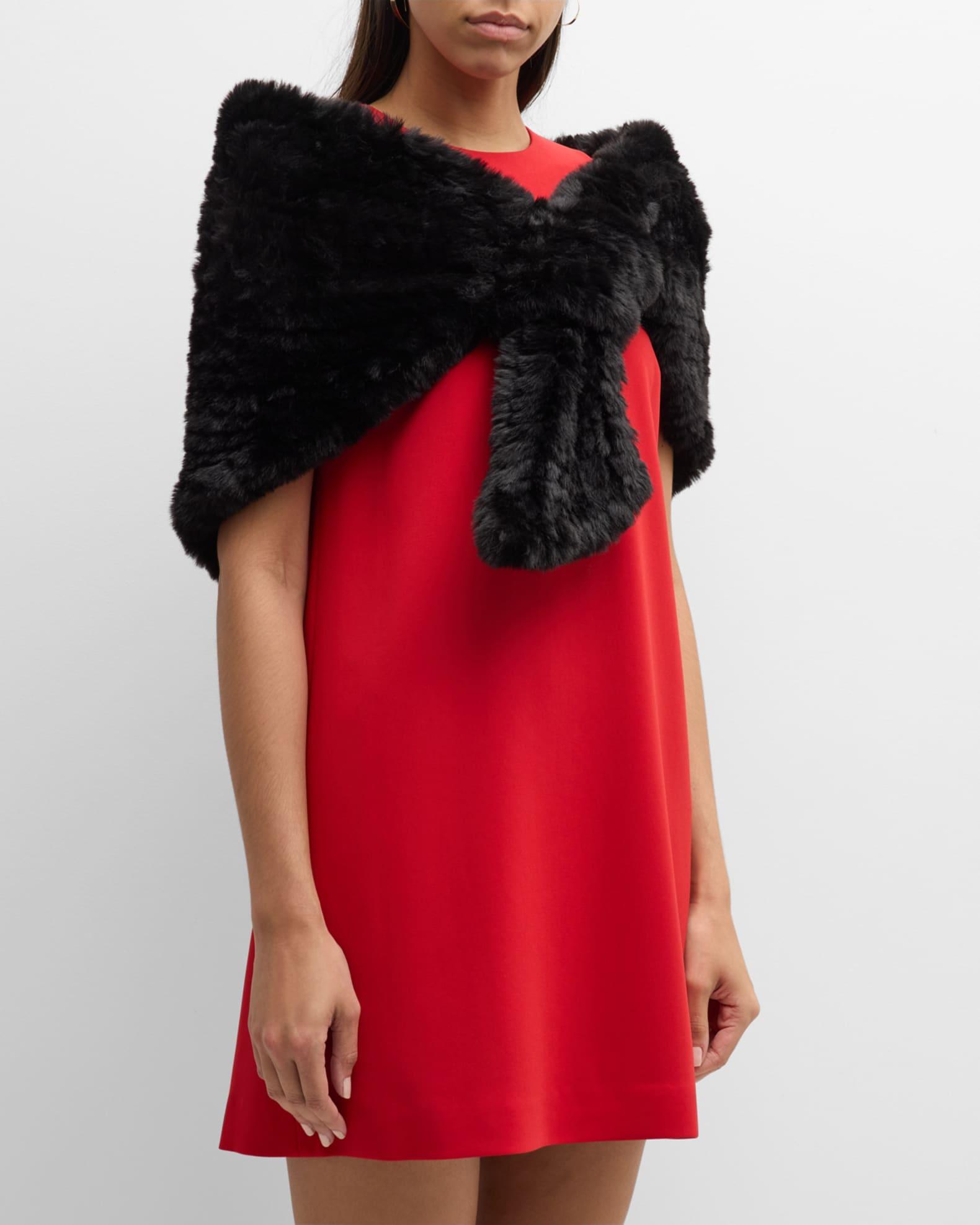 Erin Textile Knit Faux Fur Shawl  Product Image