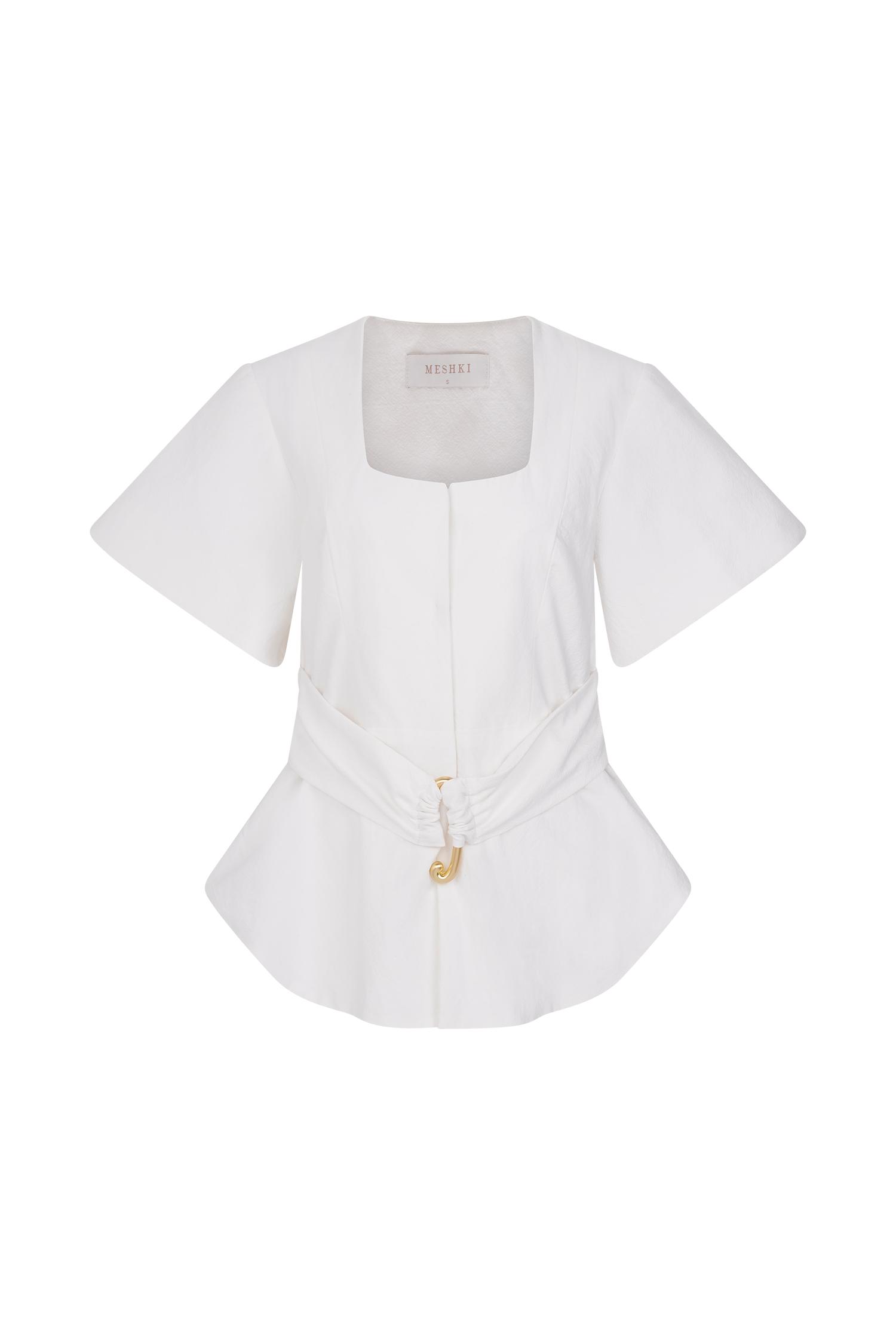 Liberty Cotton Shortsleeve Top - White Product Image