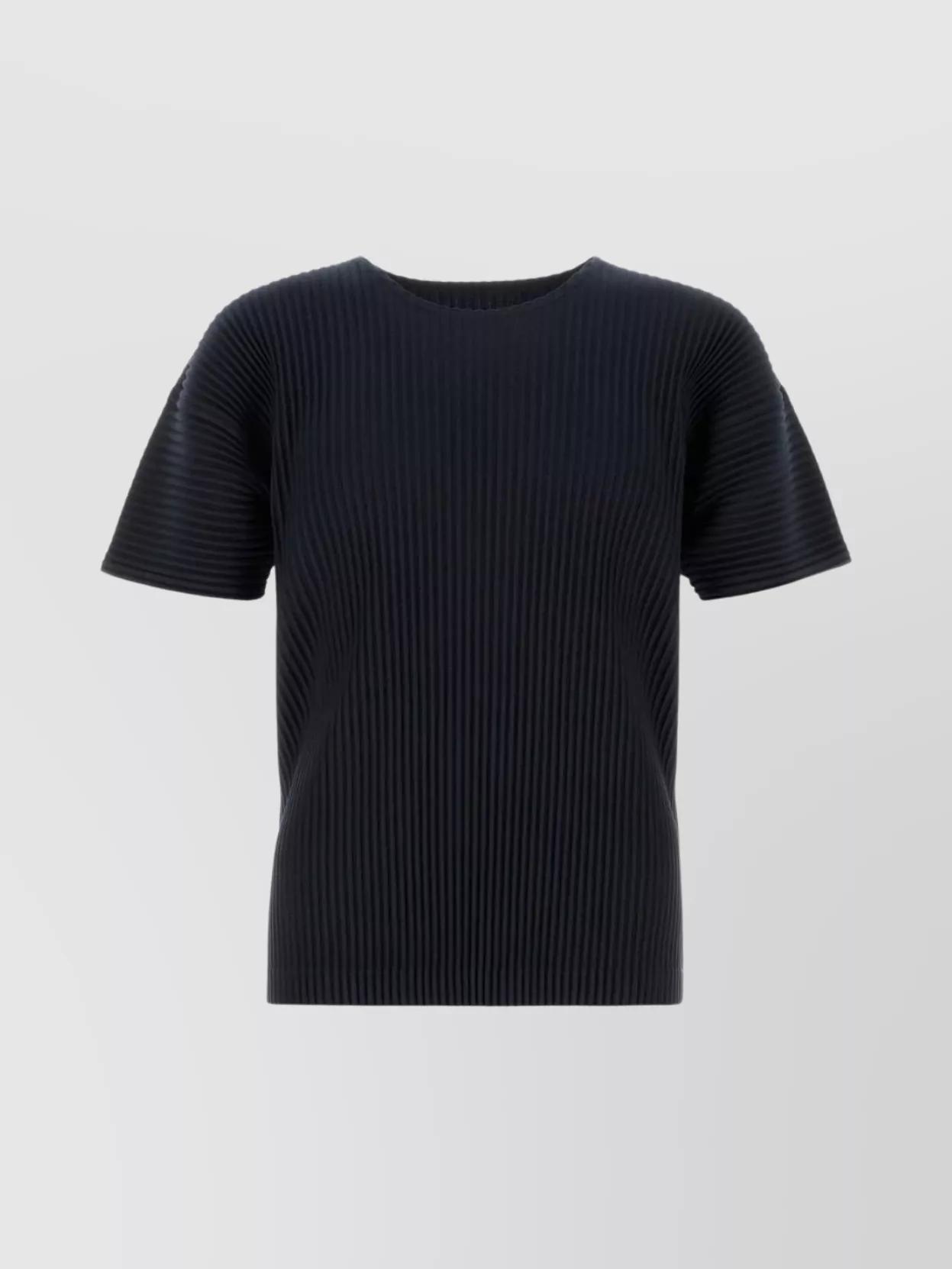 ISSEY MIYAKE Ribbed Crew Neck Short Sleeve T-shirt In Black Product Image