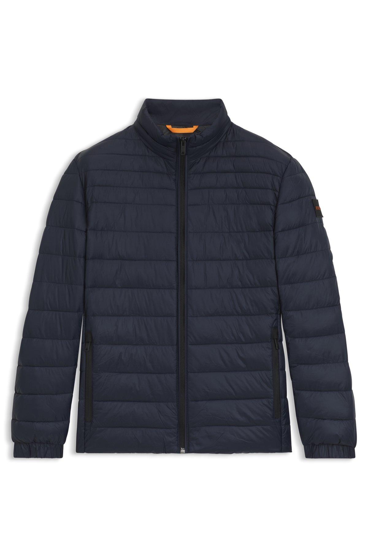 BOSS - Water-repellent quilted field jacket with packable hood - Dark Blue Product Image