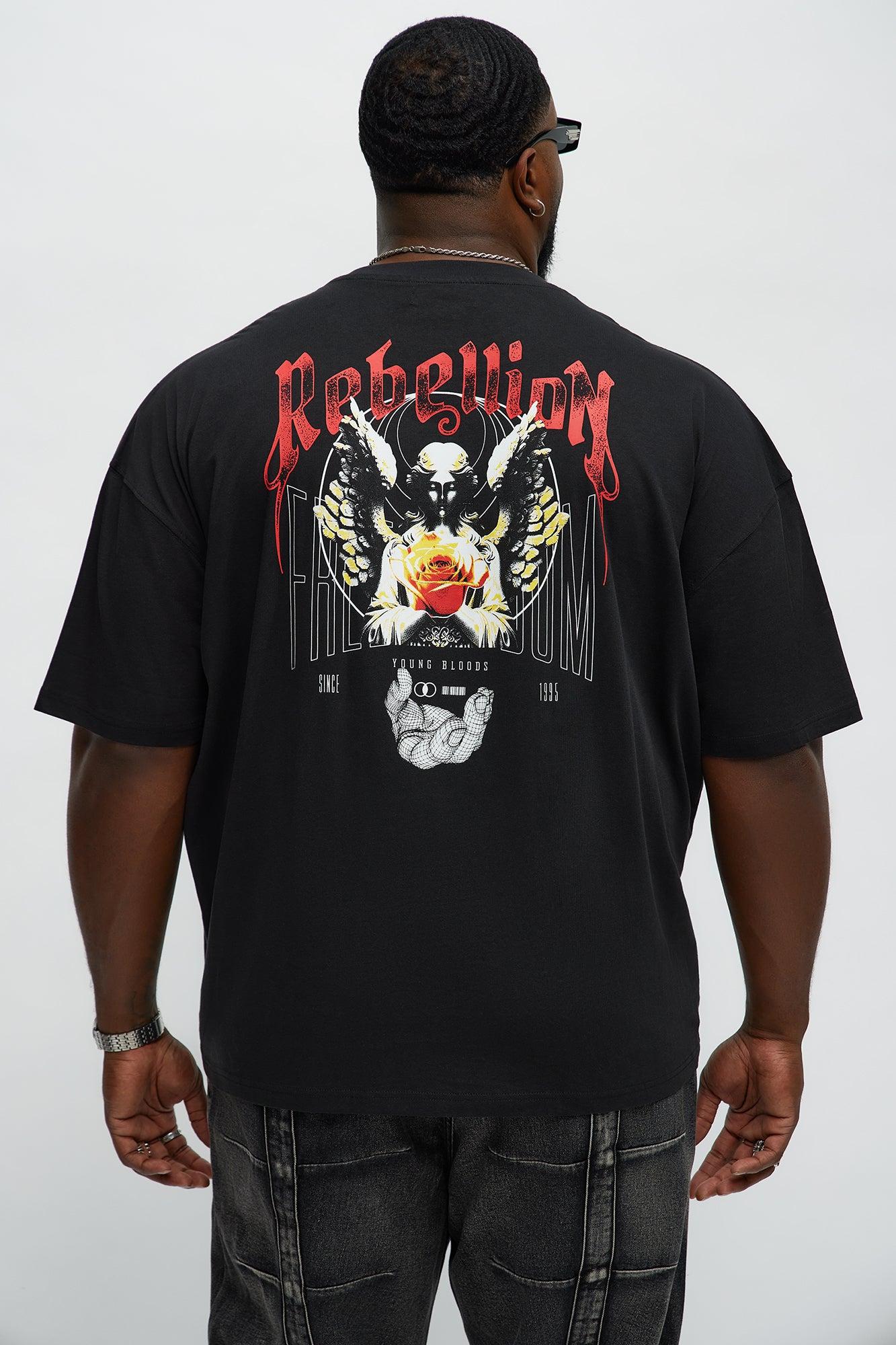 Rebellion Freedom Oversized Short Sleeve Tee - Black Male Product Image