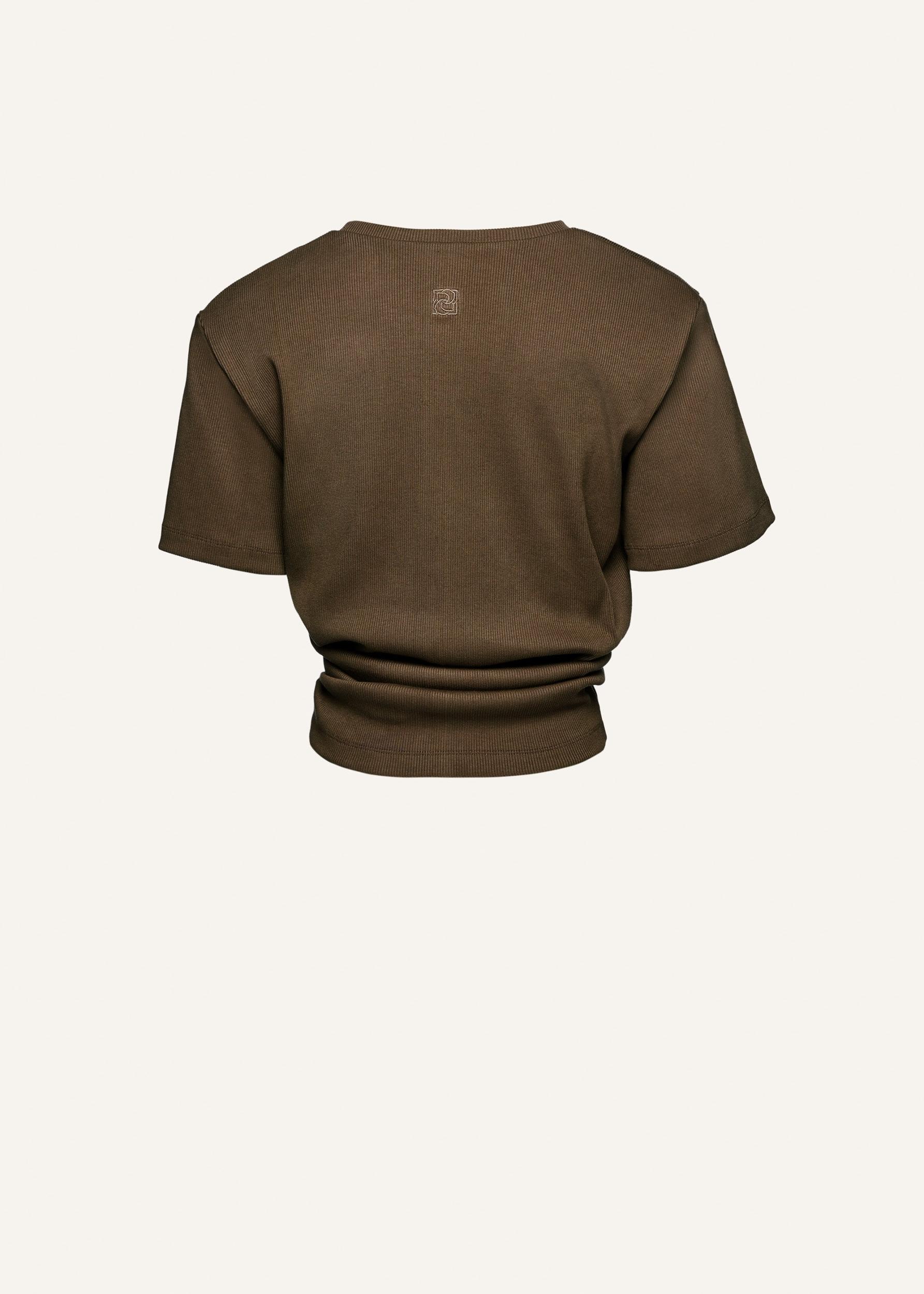 Knotted ribbed t-shirt in khaki Product Image