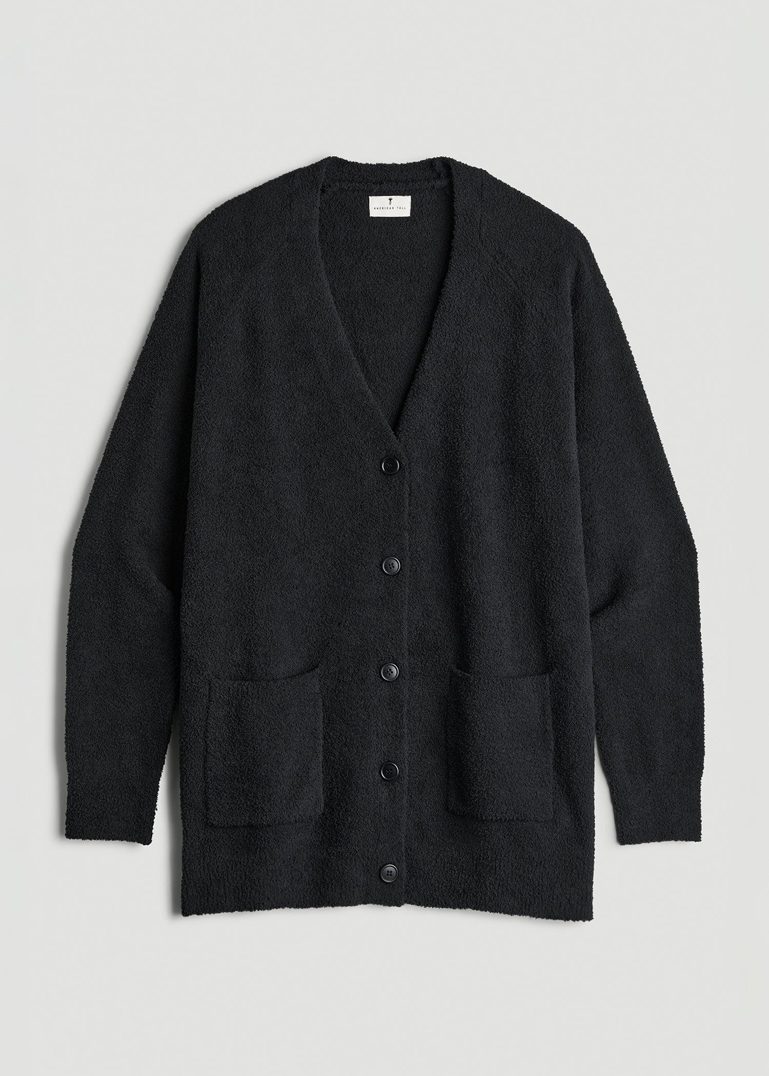 Chenille Cardigan for Tall Women in Black Female Product Image