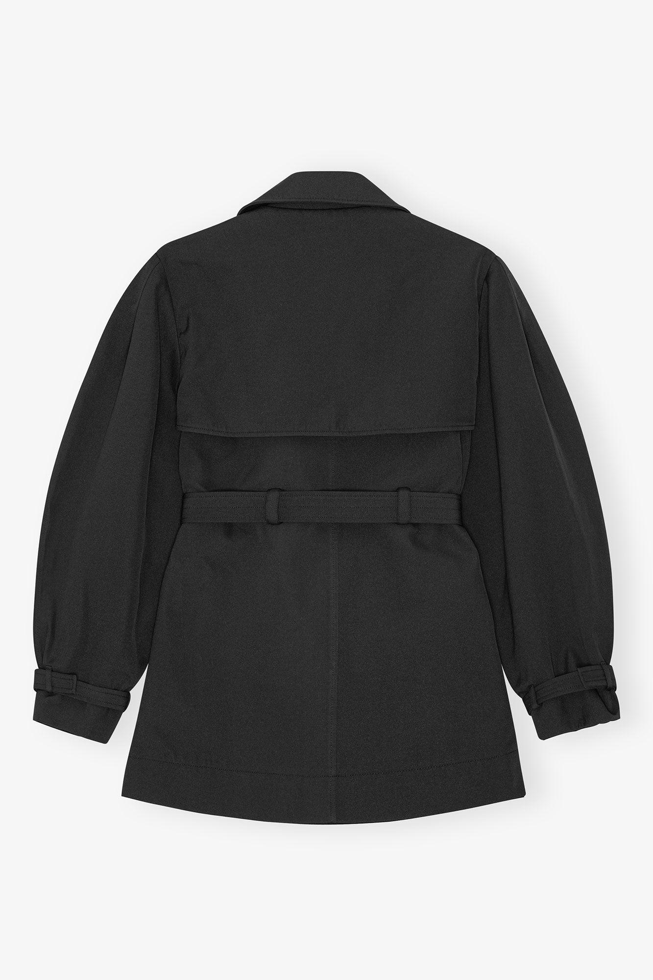 Black Heavy Twill Midi Trench Coat Product Image
