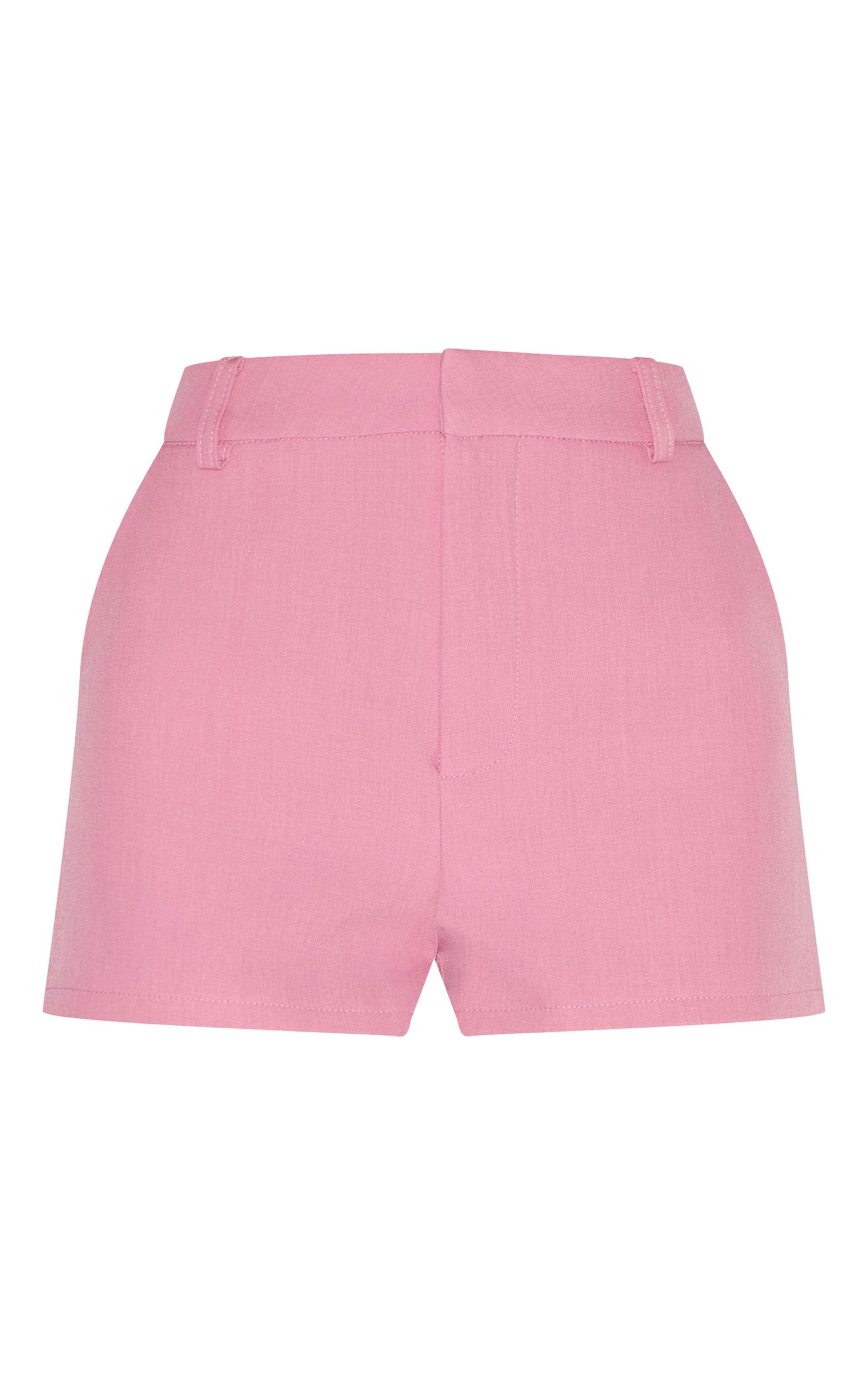Candy Pink Tailored Mid Rise Shorts Product Image