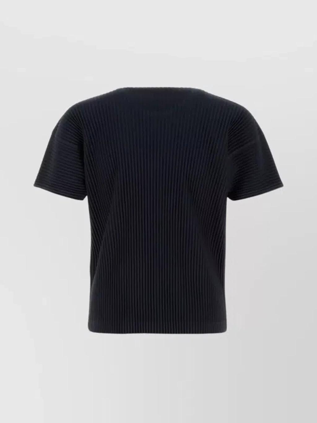 ISSEY MIYAKE Ribbed Crew Neck Short Sleeve T-shirt In Black Product Image